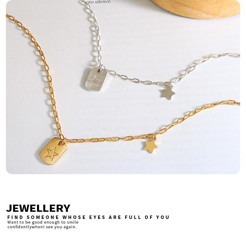 European & American Style Five-Pointed Star Pendant Hoodie Necklace – Women's Titanium Steel Clavicle Chain