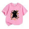 Kids Boys Girls 100% Cotton Crew Neck Short Sleeve T-Shirt, Cute Black Cat Power Lightning Explosion Pattern Casual Soft Summer Tee for Children Daily