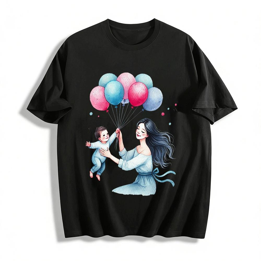 

Warm Parent-Child Balloon Print Long Sleeve Top Mom Baby Interaction Style Pure cotton T-shirt XXS