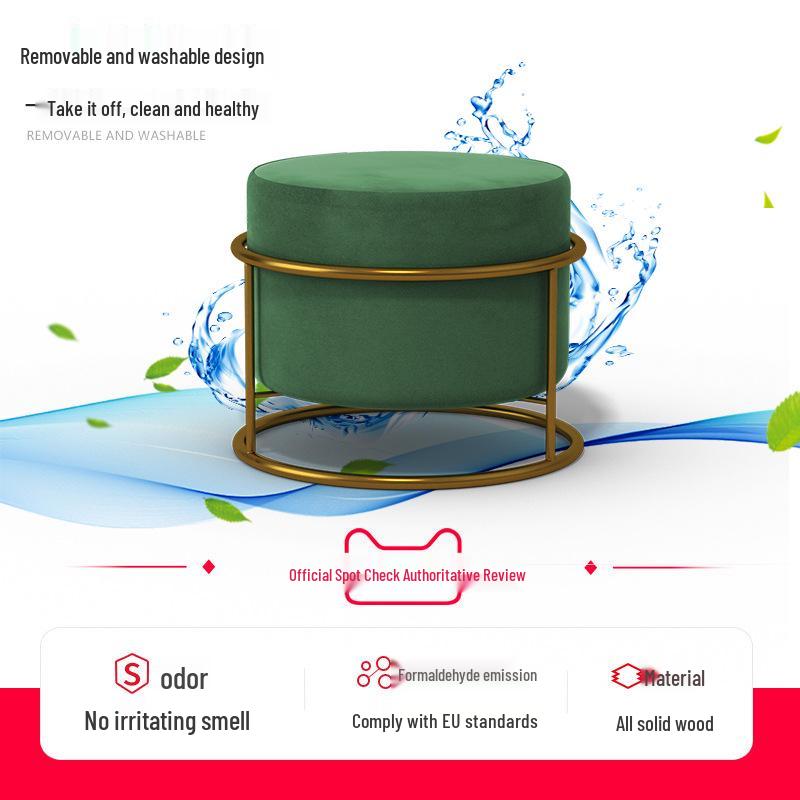 Creative Round Fabric Stool: Stylish, Soft, and Versatile for Living Room, Coffee Table, or Shoe Changing.