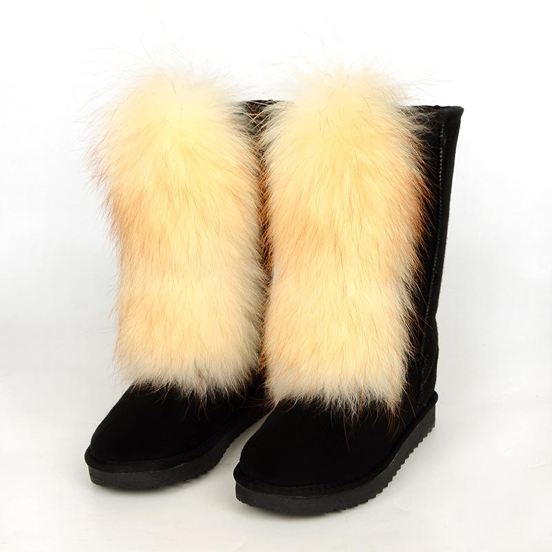 2025 Mao Mao boots children winter thick-soled high-heeled warm-fitting medium tube snow boots boots wear high-top fox hair