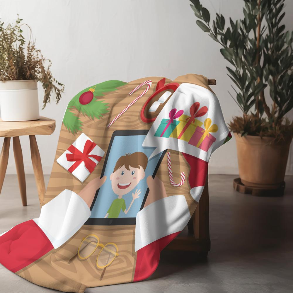 Soft Fluffy Throw Blanket Cozy Warm Decorative Home Bedding Gift Christmas Holiday Novelty Plush Microfiber 75x90cm