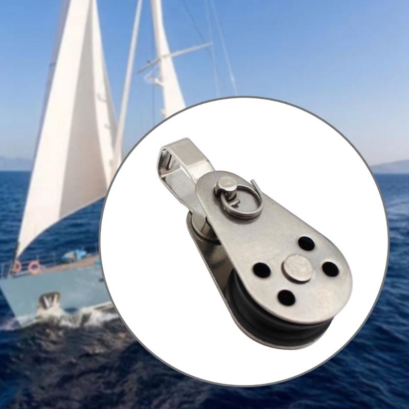 25mm Lifting Single Pulley Roller,304 Stainless Steel Single Wheel Pulley Lifting Rope Pulley Block for Kayaks