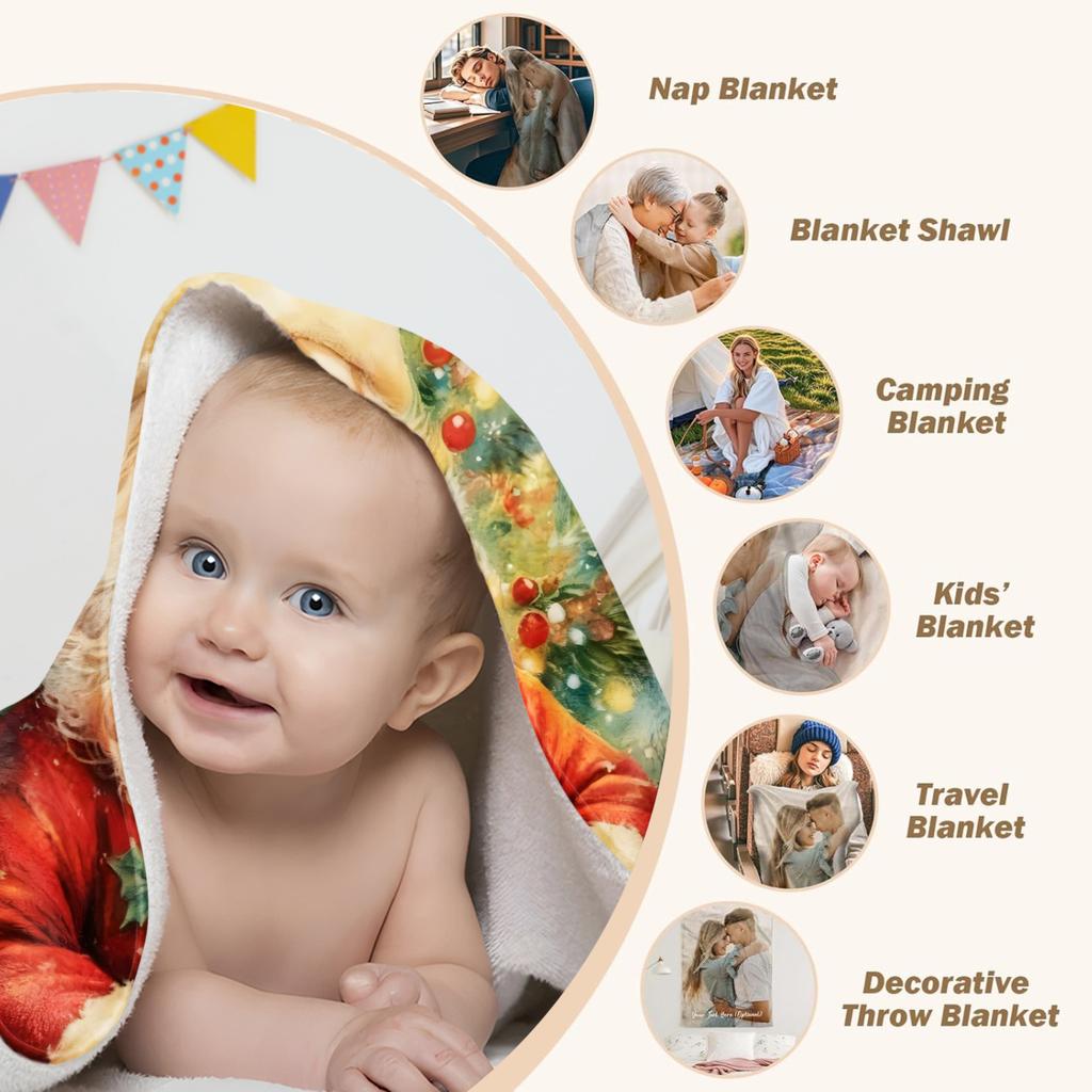 1pc Marry Christmas Blanket Santa Claus Print Smooth Flannel Blanket for Home Living Room Bedroom Decor New Year Christmas Gift