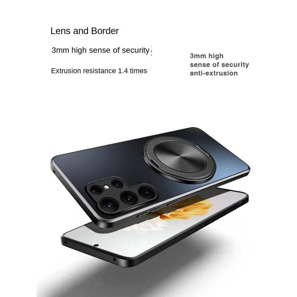 Magnetic Stand Magsafe Case for Samsung Galaxy S24 S23 S22 Ultra Plus Shockproof Hard Matte Ring Holder 360°Rotating Kickstand Protective Back Cover