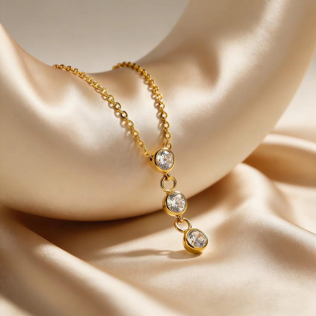 Luxury Zircon Long Drop Pendant Necklace Stainless Steel Elegant Tassel Chain Necklace for Women High Quality Fashion Jewelry