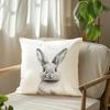 1Pc Sketch Rabbit Printed Throw Pillow Cover, Suitable For Sofa,Bedroom,Living Room,Study Room,A Healing Gift For Rabbit Lovers.