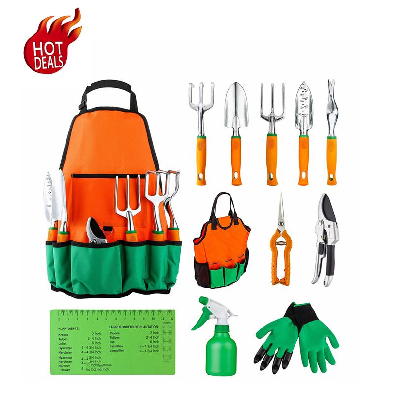 GT10A 6 Piece Stainless Steel Hand Tool Kit Heavy Duty Gardening Work Garden Tool Set Gardening Tool for Women Men (Tan,Garden Tool Kits&6)