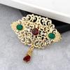 Sunspicems Fashion Arabic Flower Caftan Brooch Pins For Women Gold Morocco Algeria Wedding Jewelry Crystal Bijoux Gift