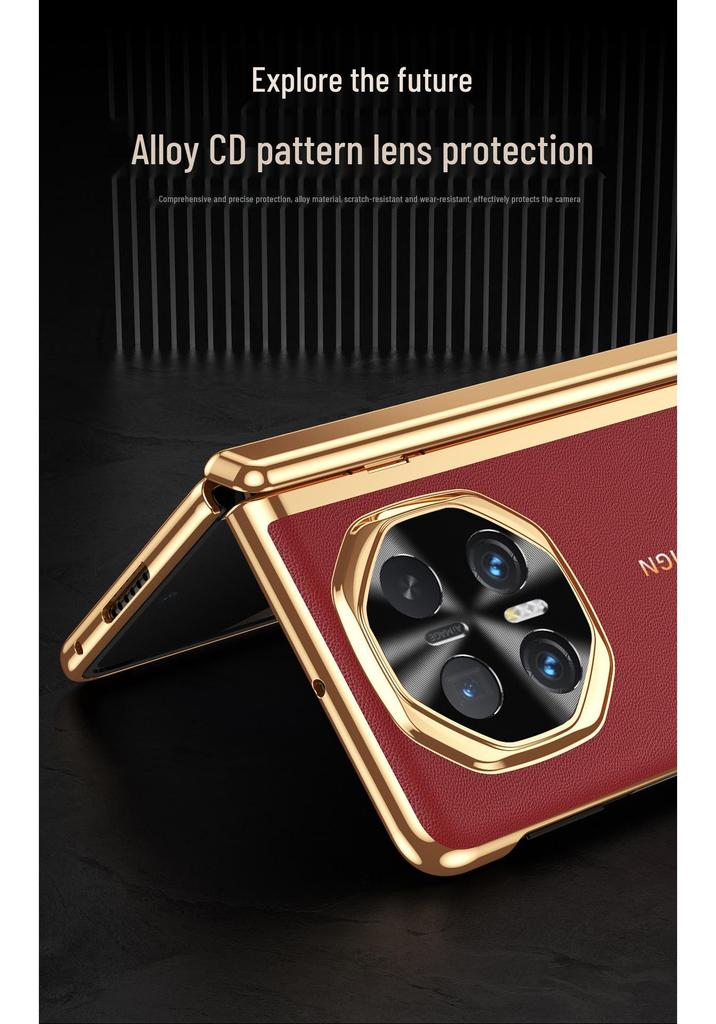 Honor Magic V6 Foldable Case: Built-in Glass Screen, Vacuum-Plated, Plain Leather, Full Coverage, Men’s Design