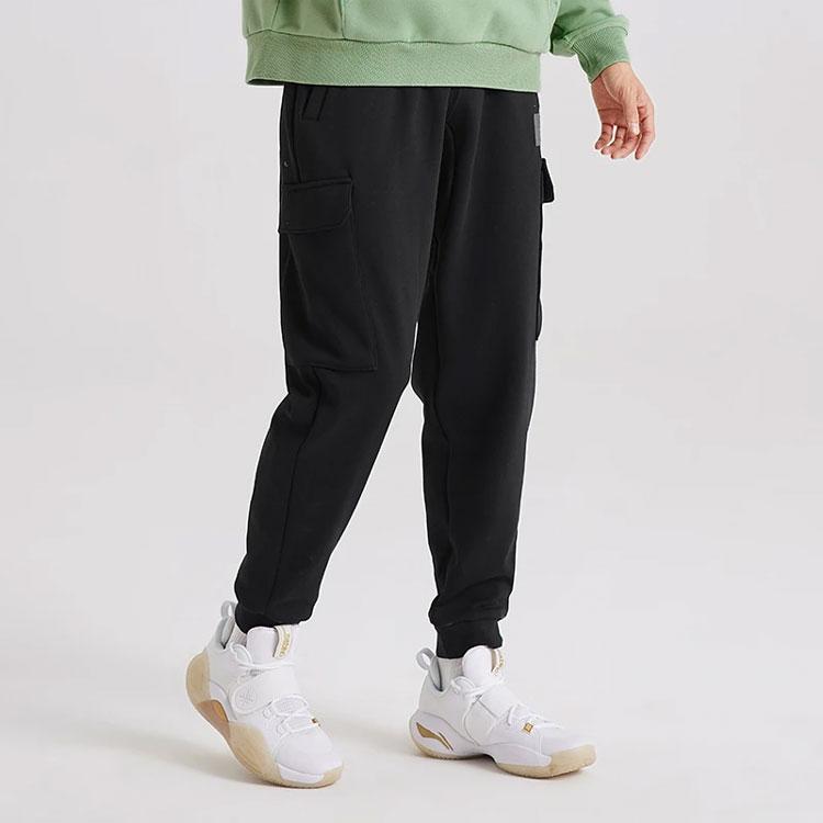 Li Ning Wade Series Fleece Lined Warm Three Dimensional Cut Tapered Sports Pants Men pants Black AKLR761-3