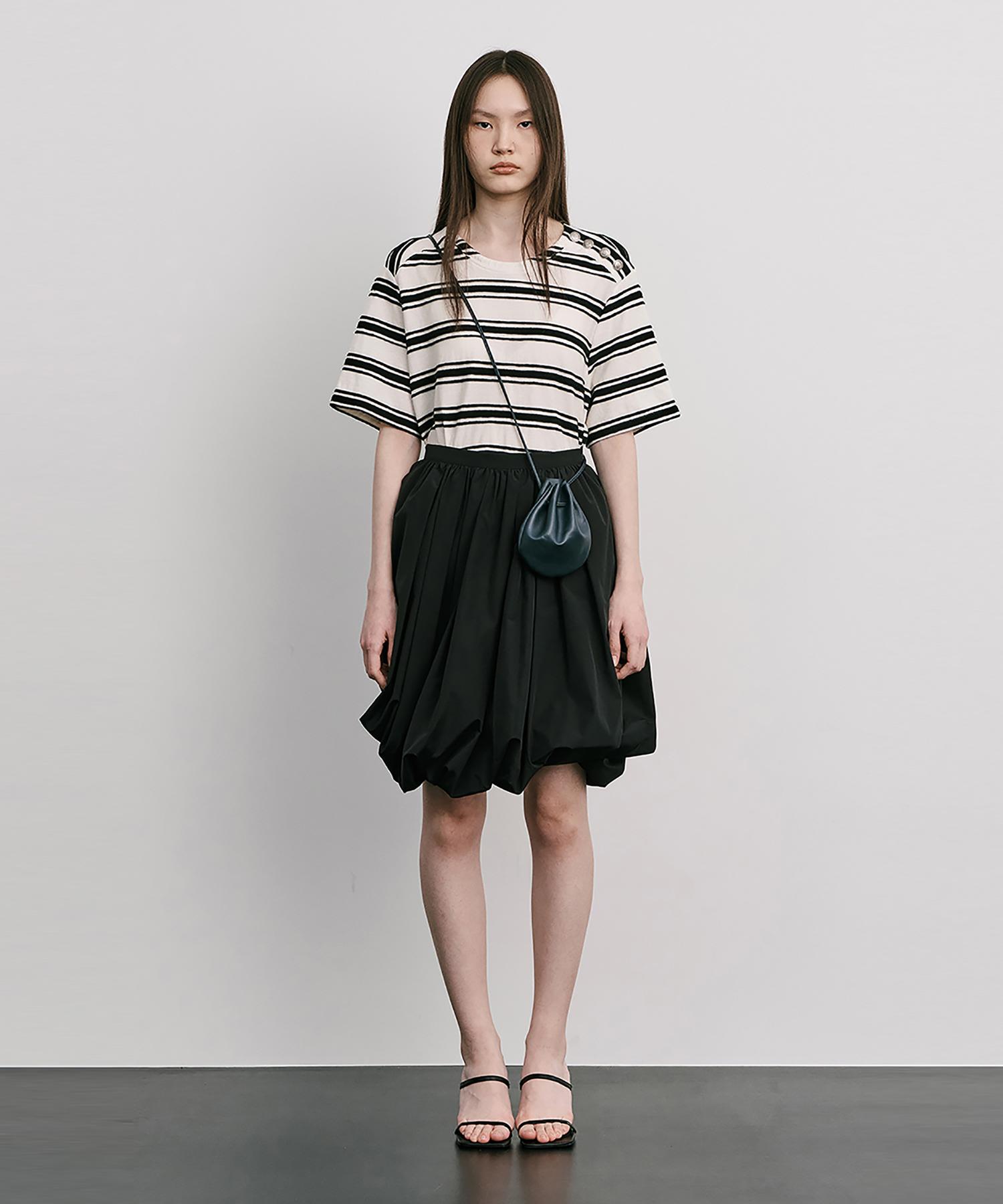 Bundercammer Stripe Jacquard Knit Short Sleeve T-Cream M