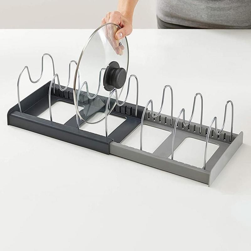 1Pcs Expandable Stainless Steel Pot Lid Organizer Rack Pan Lid Holder Kitchen Cookware Organizer For Lids Plates Cutting Board