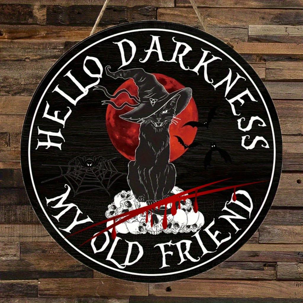 2d Flat 20*20cm, Popular Home Decoration, Halloween Black Cat Wooden Circular Logo, Creative Decorative Board, for Club, Garden, Bar Decor.