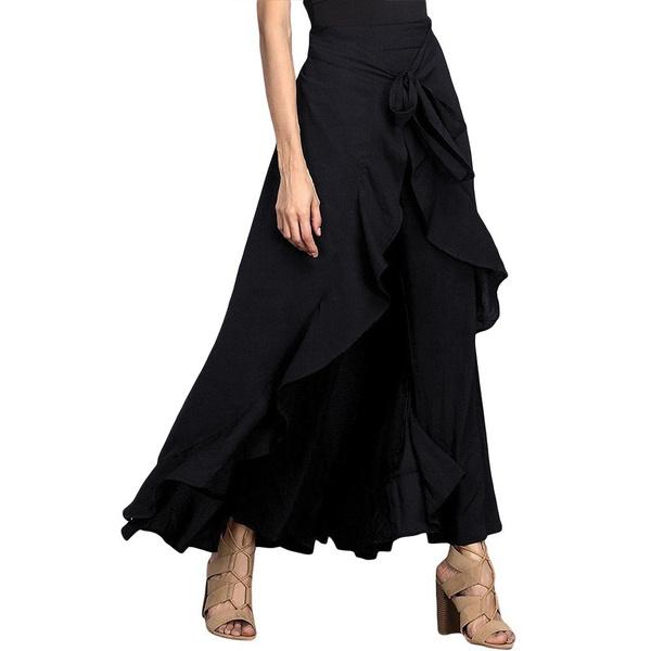 High Waist Pleated Wide Leg Lightweight Retro Breathable Fashion Chiffon Pants Plus Size