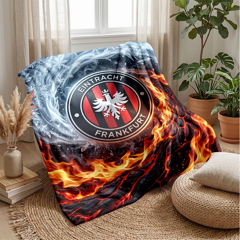 Eintracht Frankfurt Football Print Flannel Blanket, Soft Warm Lightweight Throw Blanket for Sofa Bed Camping