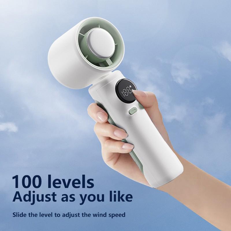 Xiaomi Handheld High-speed Small Fan 100-speed Adjustable Wind Turbo Digital Display Ice Cooling Usb Rechargeable Electric Fan