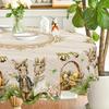 Rustic Easter Tablecloth Bunny Eggs Table Cover Farmhouse Easter Decorations for Home Kitchen Dining Spring Garden Tablecloth