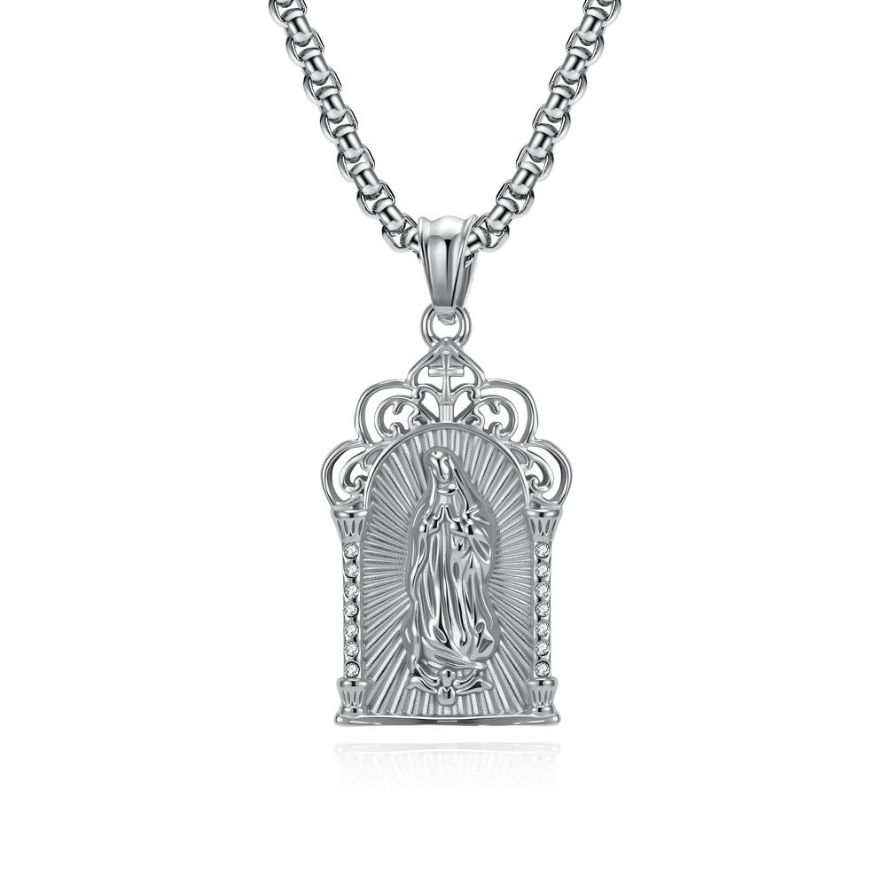 Virgin Mary Stainless Steel Necklace Plated 18K Gold Personality Jewelry 60CM