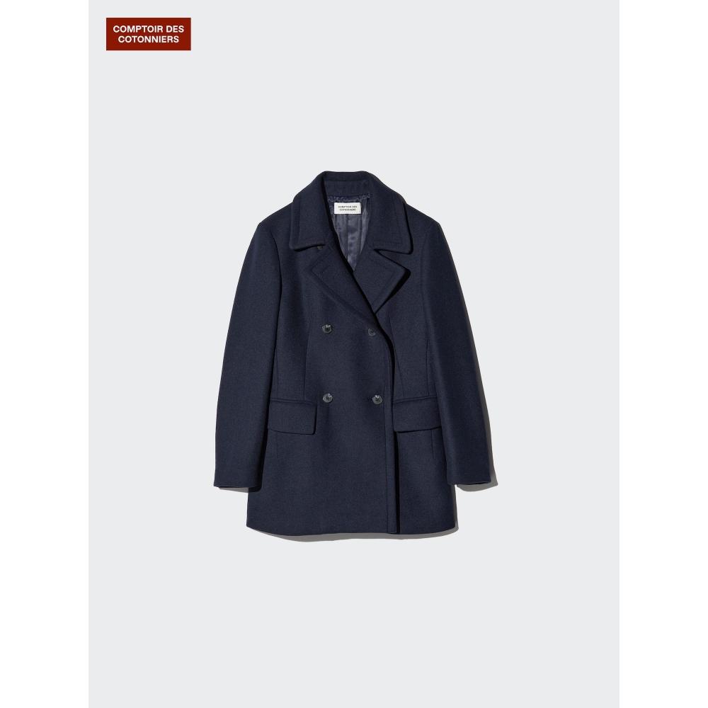 Uniqlo Wool Blend Peacoat Model              