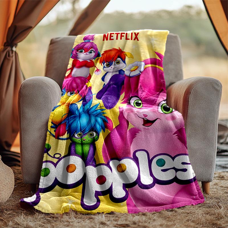 Popples Flannel Blanket Soft Warm All-Season Throw, Design for Camping, Car Travel, Hiking Sofa, Bed, Office Perfect Gift for Parties