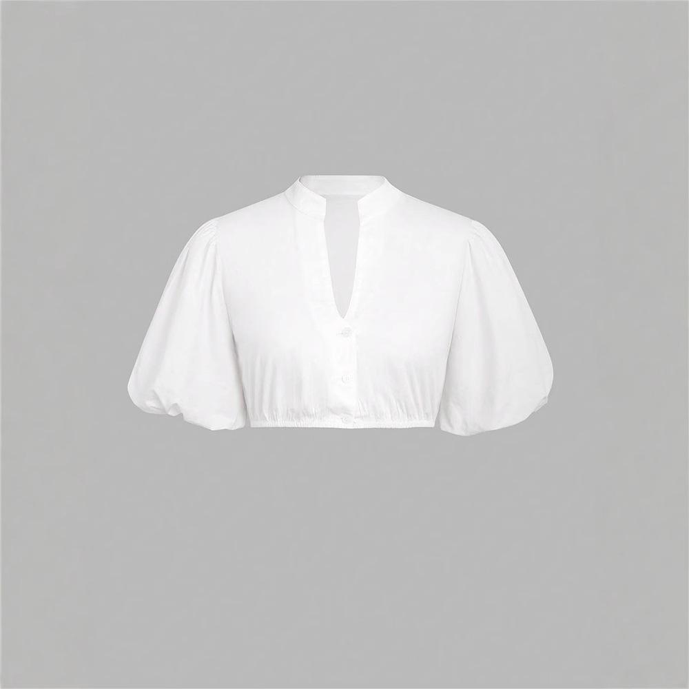 Munich Oktoberfest Women s Cropped Puff Sleeve White Shirt XXL