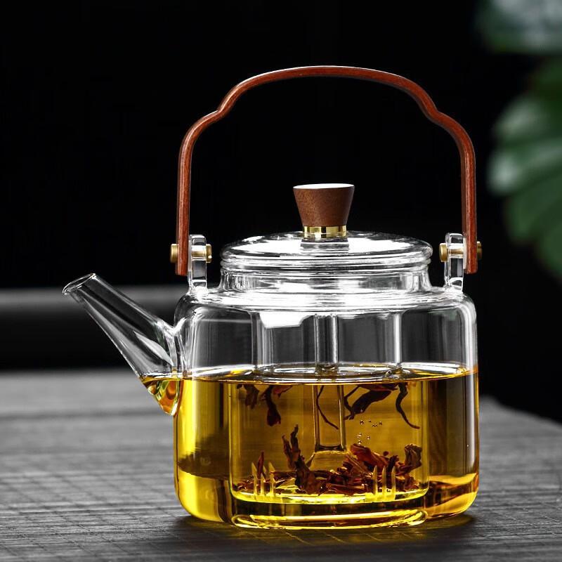 Haofeng Glass Tea Kettle with Walnut Handle