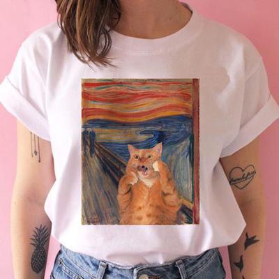 Cat Van Gogh Harajuku T Shirt Funny Art Clothes Tshirt 9s Summer Tshirt Short Sleeve Cartoon