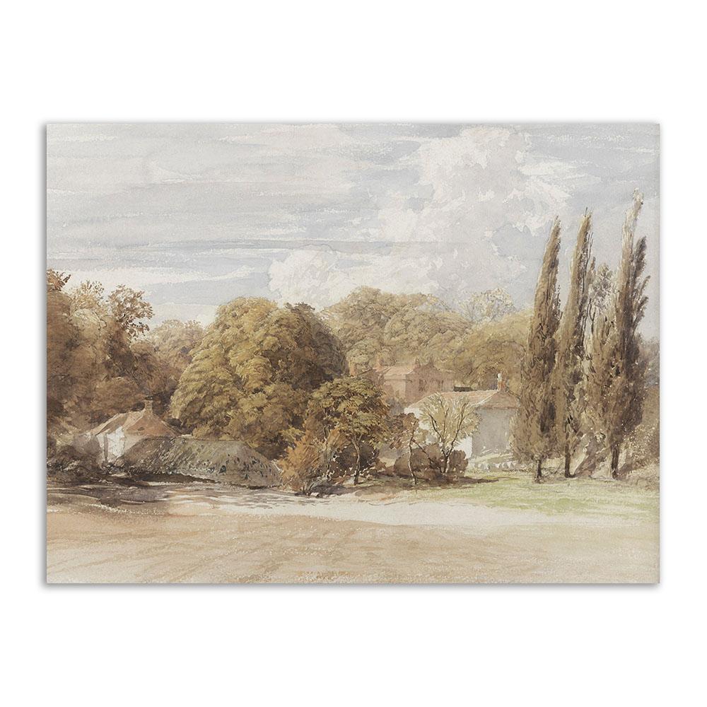 Vintage Neutral Gallery Wall Art European Mountain Lake Landscape Poster And Print Nordic Canvas Painting Living Room Home Decor