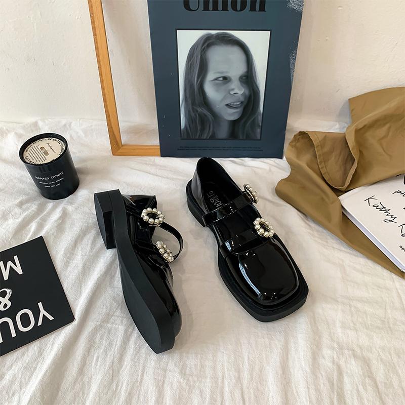 

Lolita Jk British Small Leather Shoes Women S Spring And Summer Square Head Thick Bottom College Retro French Mary Jane Shoes