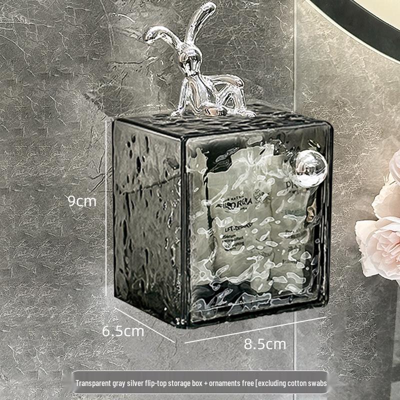 Wall-Mounted Transparent Bathroom Organizer: Cotton Swab Box, Mirror Cabinet, Cotton Pad Holder, and Lipstick Display Rack