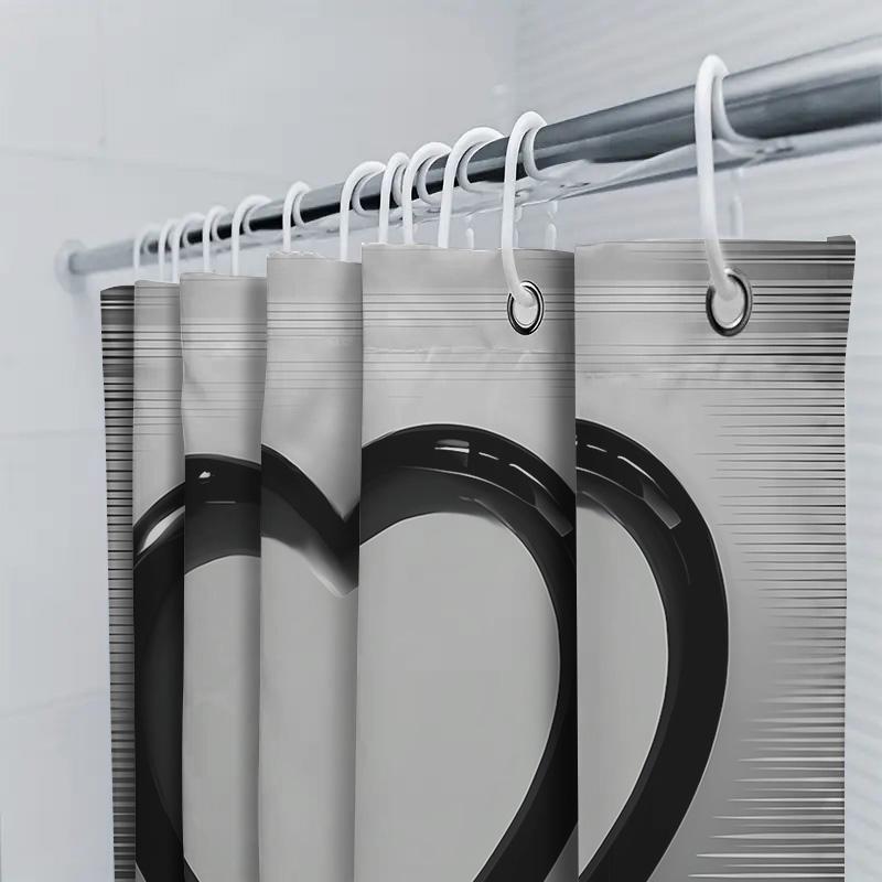 

Monochrome Heart Shower Curtain - Modern Bathroom Decor W60H190(CM)-1 Pcs