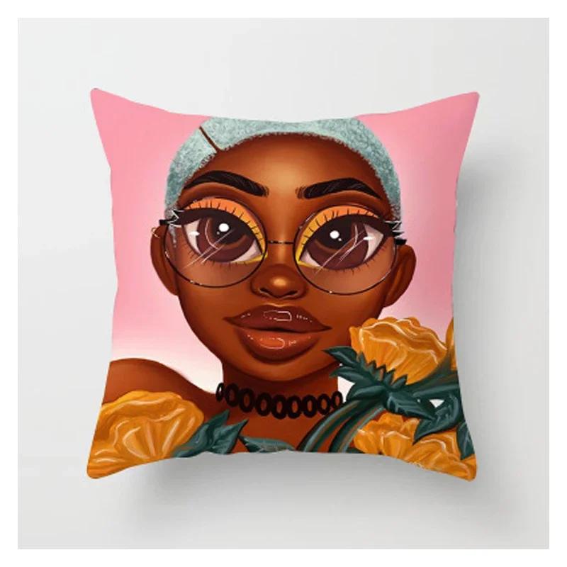 Sofa Zuhause Damen Kissenbezug Kissenbezug Hübsches Mode Mädchen Malerei Weicher Kurzer Plüsch