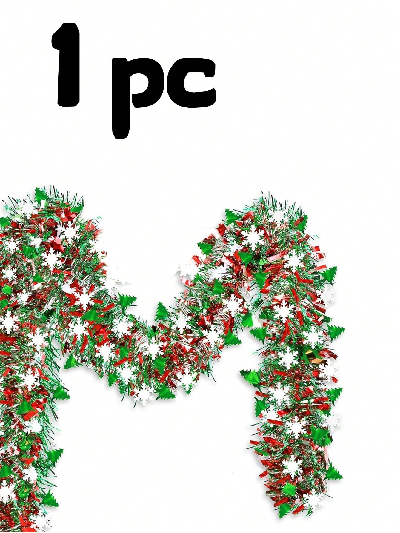 

Red White Green Silver Shiny Metallic Twist Christmas Garland Home Tree Mantle Stair Holiday Xmas Party Decor Snowflake Garland