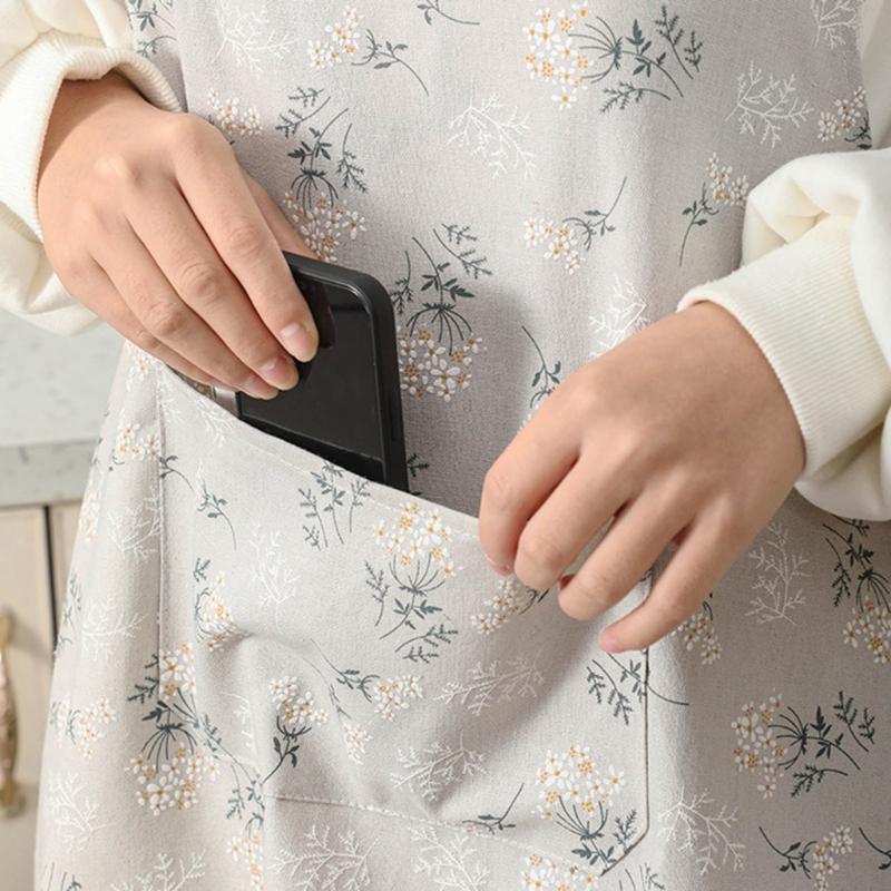 Adjustable Straps Apron Embosseds Fabric Elegant Japanese Styles For Cooking Gardening Crafting Comfortable Soft Materials
