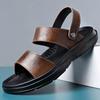 Summer Flats Men's Business Sandals Massage Sole Men Leather Sandals Outdoor Beach Walking Shoes Male Designer Slippers