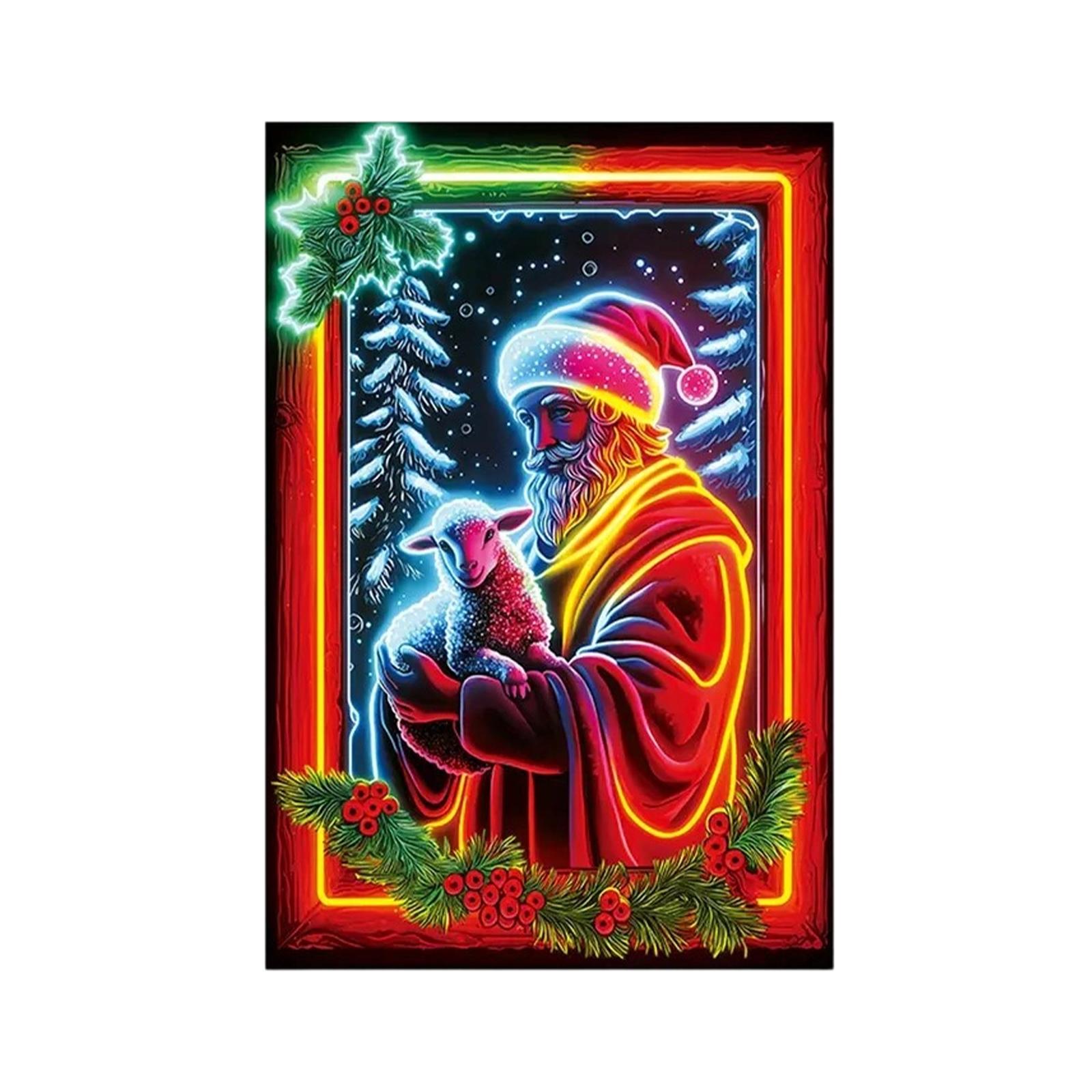 

Christmas UV Fluorescent Door Banner/cover Background/holiday Party Decoration/Christmas Decorative Hanging Cloth One Size