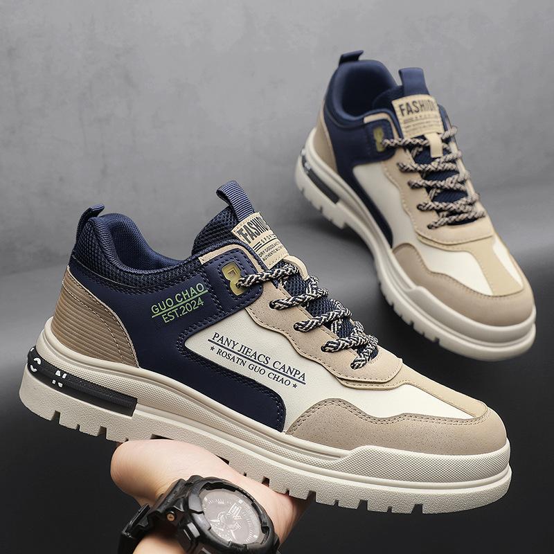 Spring Men's Shoes 2024 New Workwear Casual Wearable Hundred Sports Board Shoes Non-slip Leather Boots