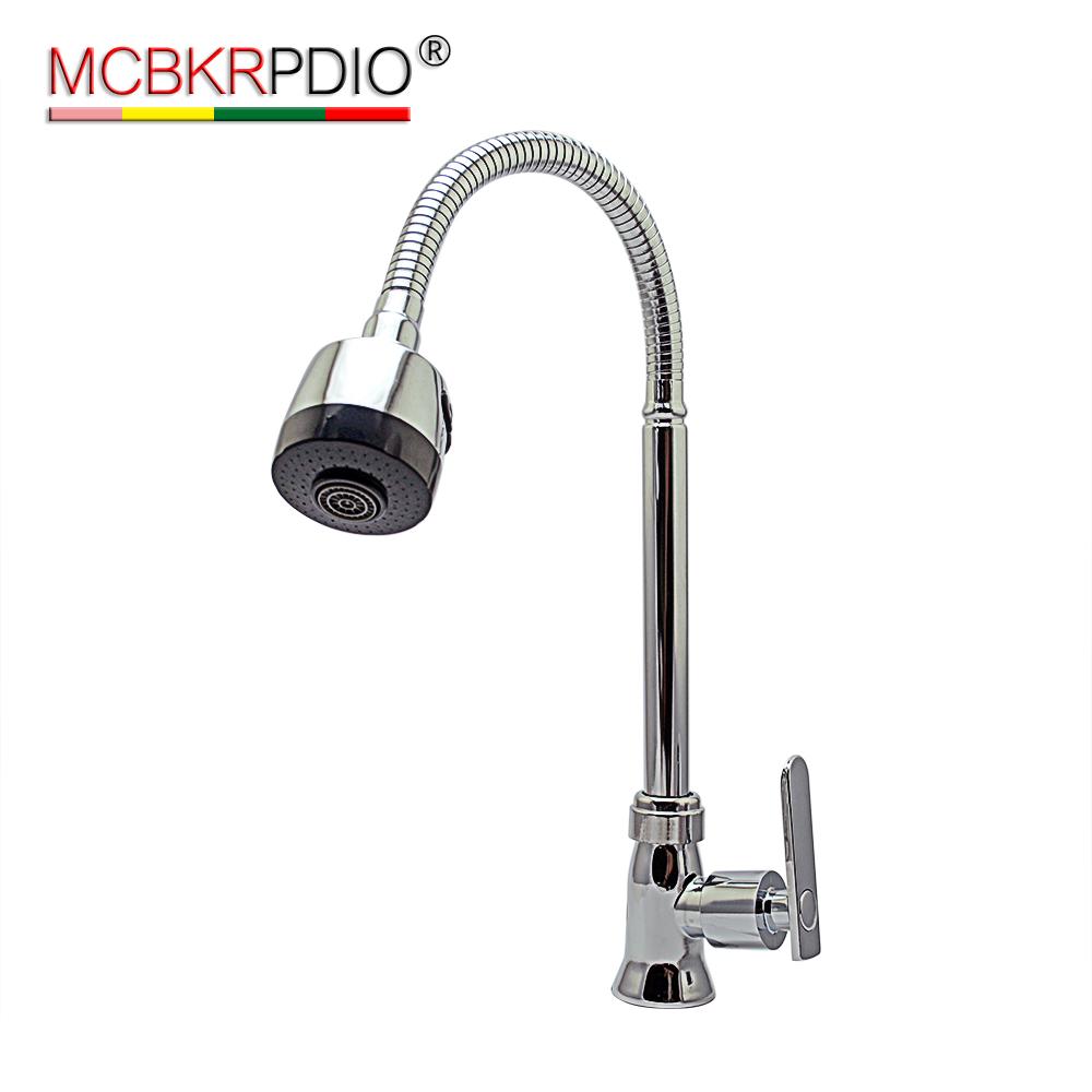 Modern Single-Handle Kitchen Faucet Zinc Alloy Universal Chrome Deck Mounted 2-Function Rotating Spray Cold Water Tap Flexible (Clear,Chrome) чистый
