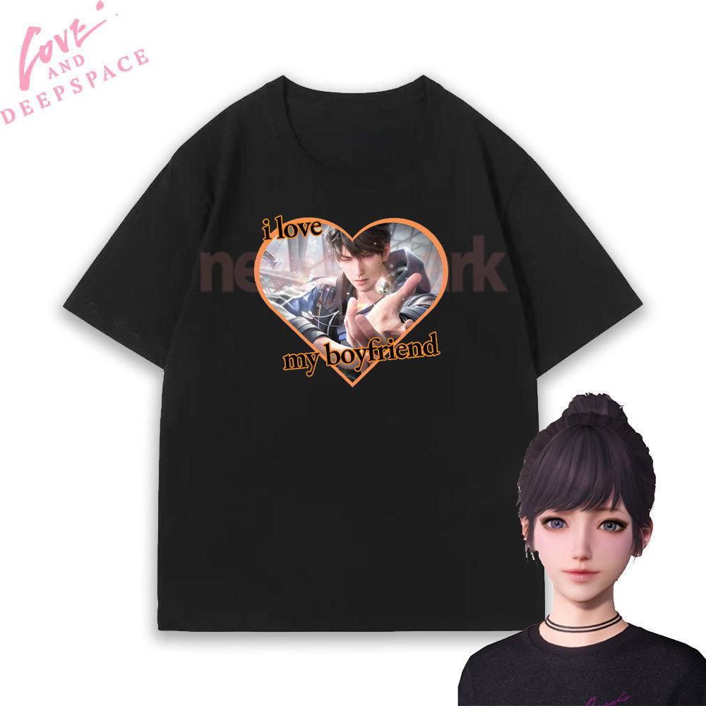 I Love My Boyfriend Caleb Love and Deepspace Graphic T Shirts Otome Game Women Unisex Couple Cotton Tshirt Oneck Shortsleev