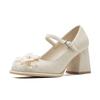 Mary Jane High Heels Female Thick Heel Fairy Antique Cheongsam He Xiu Wedding Dress Two Wear Wedding Shoes Bride Shoes