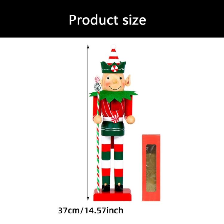 Wood Elf Nutcrackers with Candy Canes Designs Christmas Tabletop Tiered Tray Figurine for Collectors Ornament Gift