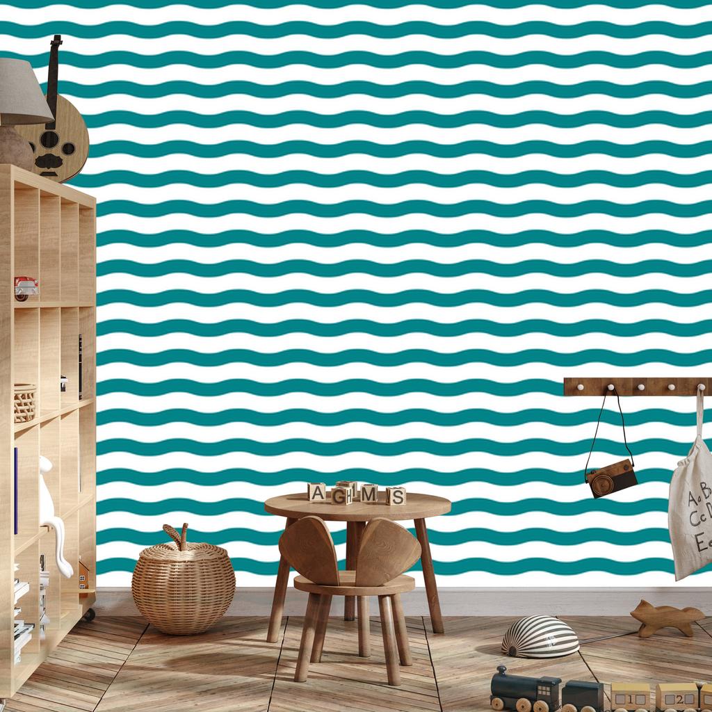 Turquoise Stripes Wallpaper, Subtle Detail for Living Room and Bedroom 50x1000