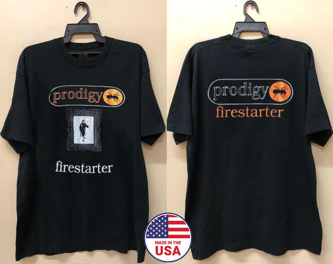 Футболка с принтом The Prodigy Band Firestarter, двусторонняя, мужская, женская, размеры S-4XL S