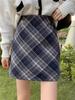 Plus Size Woolen Plaid A-line Midi Skirt - Autumn/Winter High Waist Bodycon for Pear Shape Women