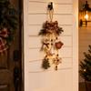 Rustic Christmas Hanging Ornaments Wooden Pendant with LED Lights, Lighted Snowflake Gloves Tree And Reindeer Natural Wood Chip Crafts Decorations,