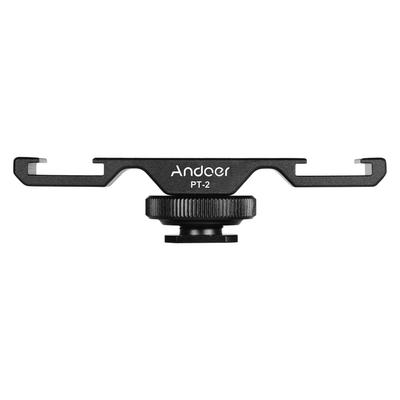 Andoer PT-2 Double Cold Shoe Mount Extension Bar Dual Bracket for DV DSLR Camera Smartphone Mic LED