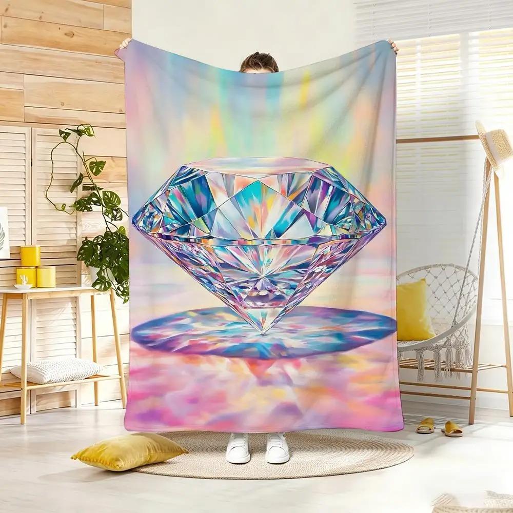 Vintage Sparkling Diamond Throw Lightweight Flannel Blanket Soft Skin-friendly for Summer Cooling