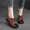 Genuine Leather Retro Pumps Women Shoes Comfortable Versatile Solid Color Soft Sole Wedges Shoes