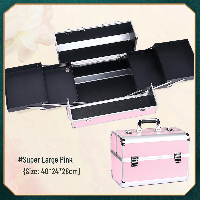 

Большой алюминиевый кейс для макияжа для хранения косметики, парикмахерских принадлежностей, материалов для нейл-арта и микроблейдинга